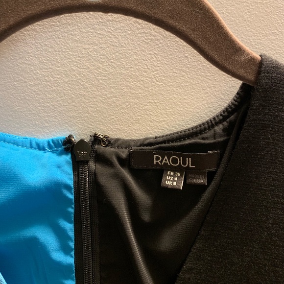 Raoul Sofia Black-Multi Colorblock Crepe Dress 4 - Picture 2 of 4